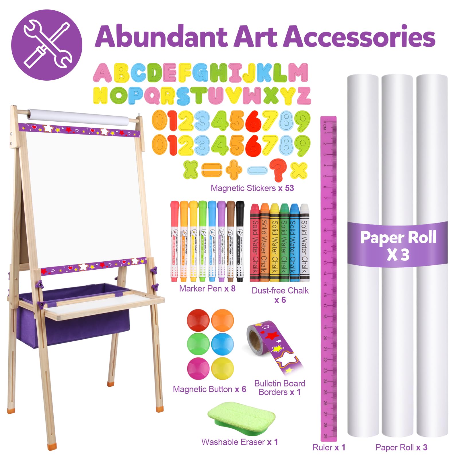 Adjustable Double-Sided Art Easel for Kids