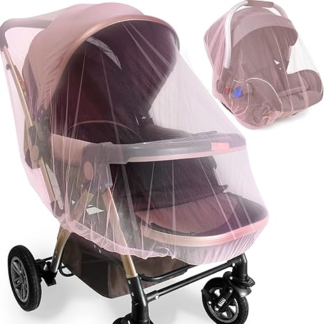 Baby Stroller Mosquito Net (2 Pack) - Durable Mesh Protection for Bassinets