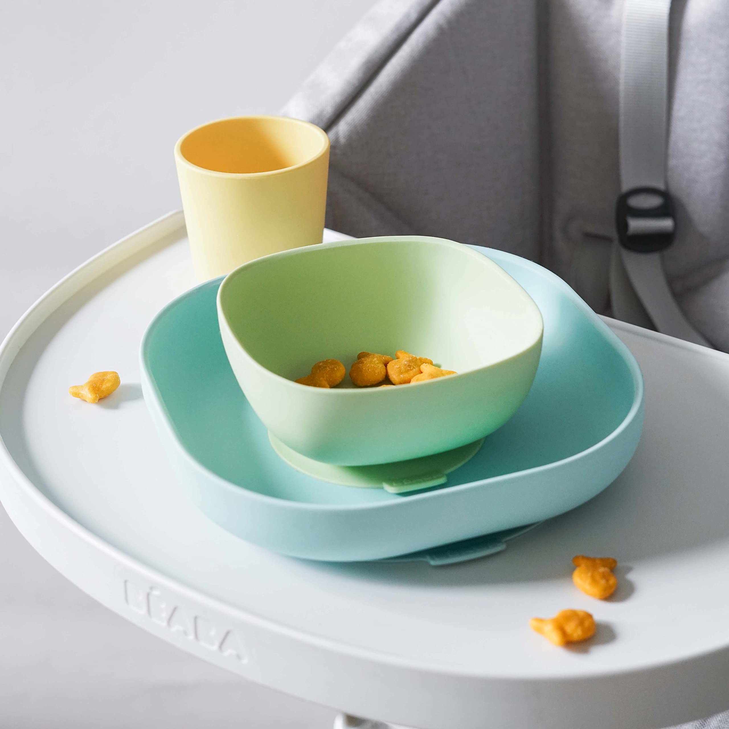 Silicone 4 Piece Baby Feeding Set, Suction Plates