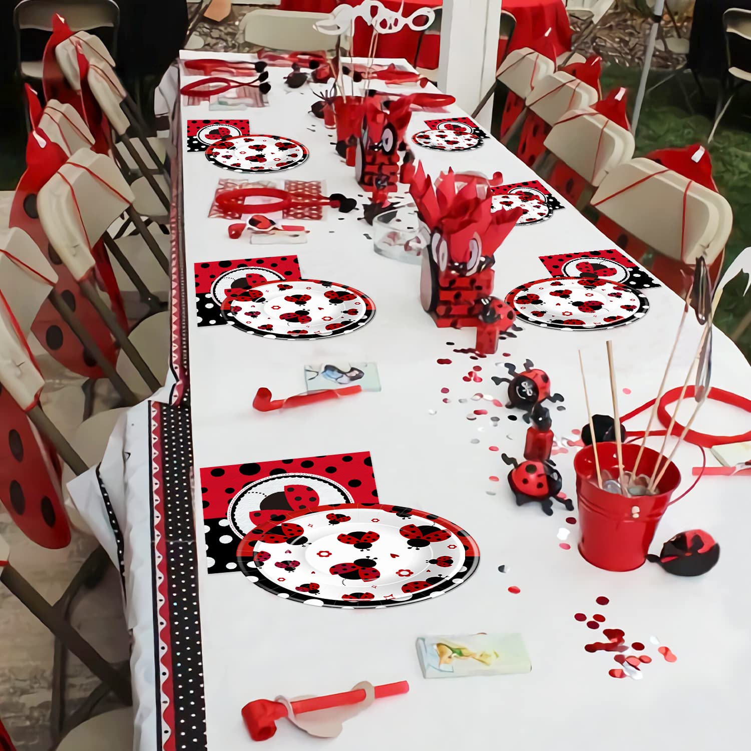Ladybug Birthday Party Decorations Tableware, Ladybug Party Supplies Girl for Birthday