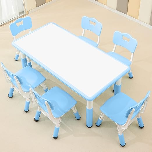 Children's Table and Chair Set Suitable for Boys and Girls Age 2-12 Height Adjustable
