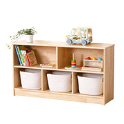 Rubber Wood 5-Compartment Montessori Shelf, 43.3" L, 2-Tier Toy Organizers and Storage