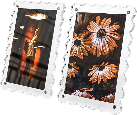 4x6 Picture Frames Scalloped Iridescent Acrylic Magnetic Photo Frames