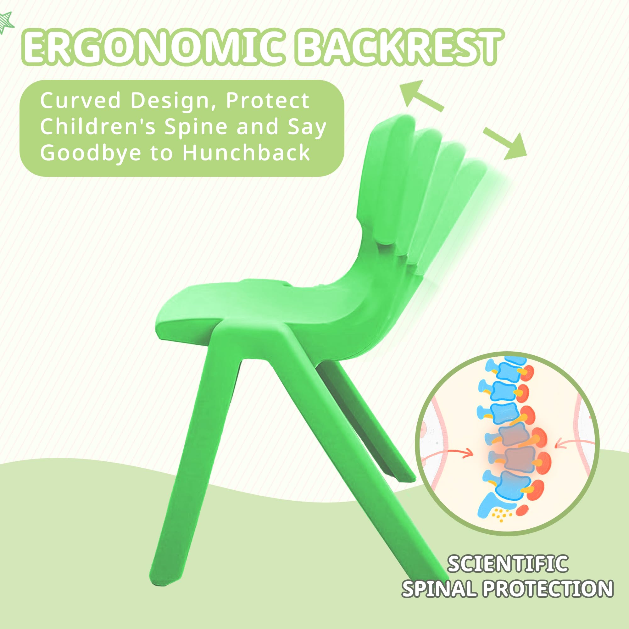 Stackable Kids Chairs 12-Pack with 11 Inch Seat Height