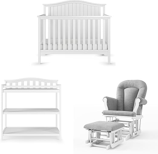 Hampton Arch Top 3-Piece Nursery Set with Convertible Crib