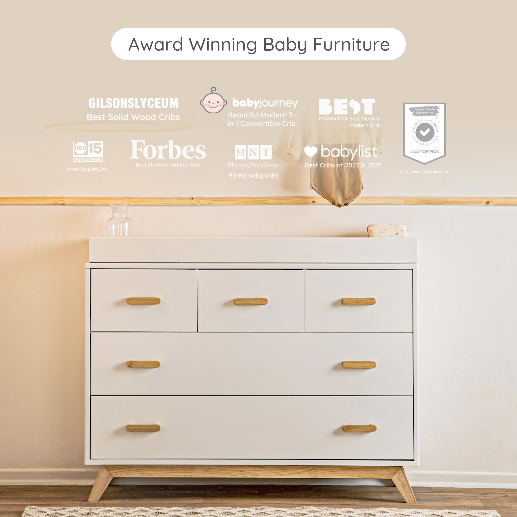 5-Drawer Dresser for Nursery and Bedroom with Soft Close Drawers