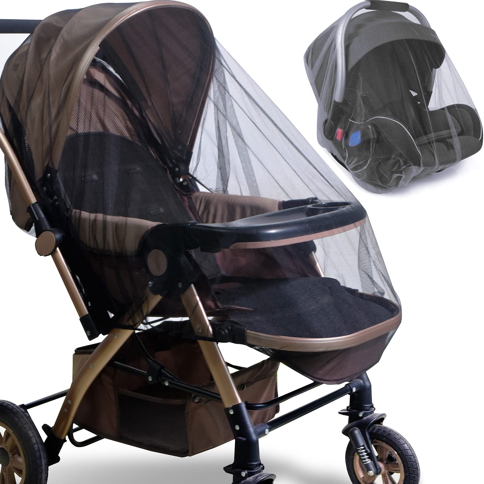 Baby Stroller Mosquito Net (2 Pack) - Durable Mesh Protection for Bassinets