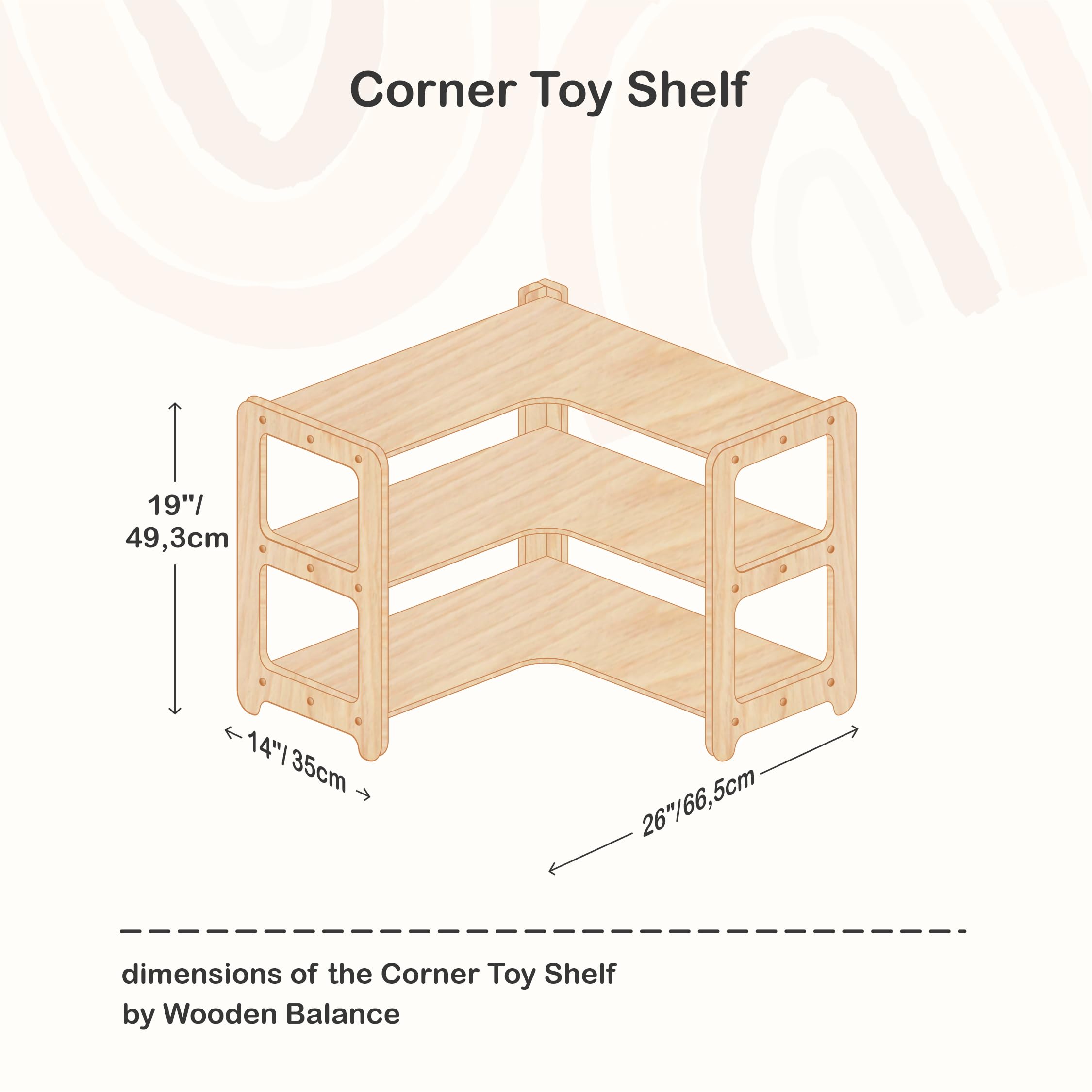 Wooden Kids Shelves Set - Montessori Bookshelf and Toy Storage
