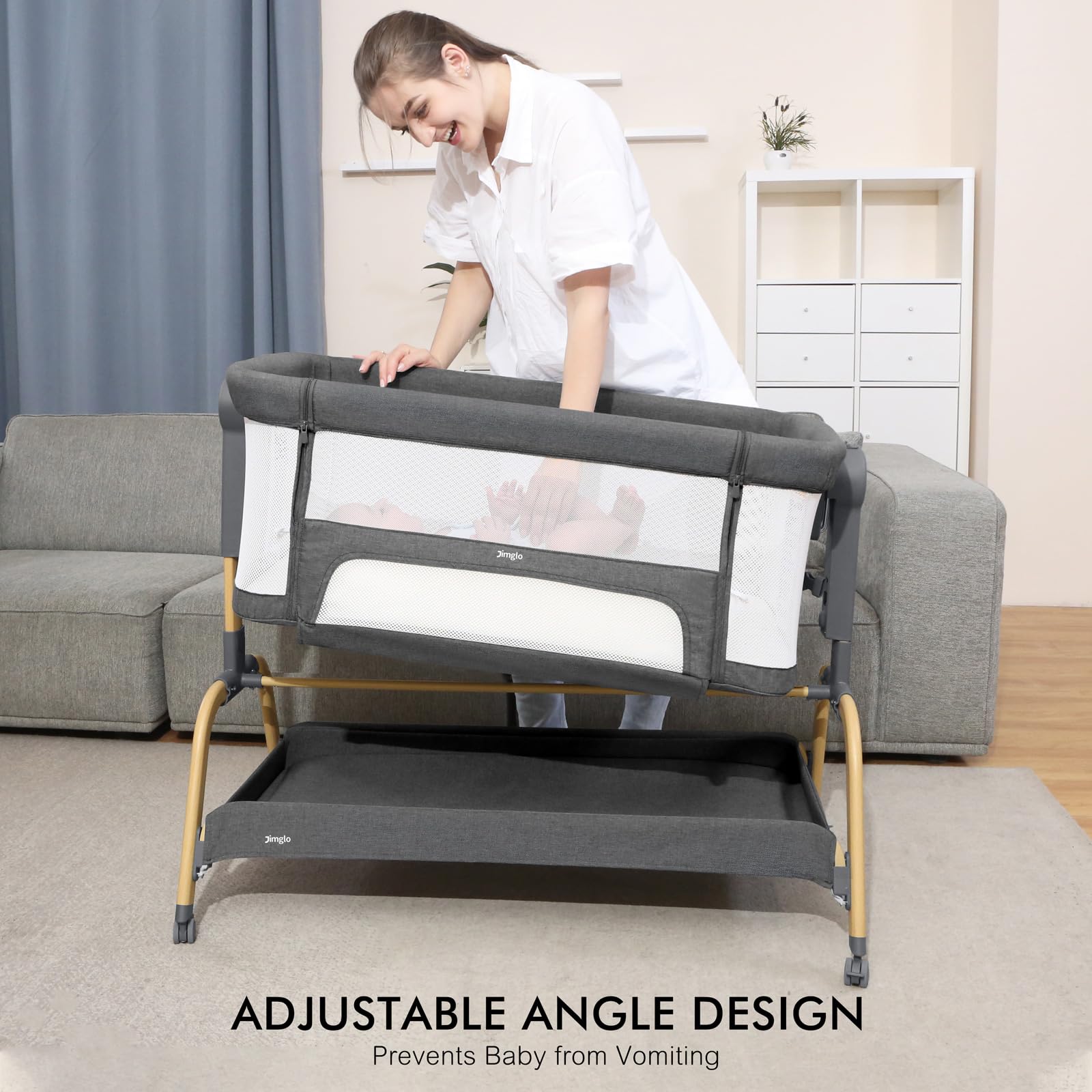 3-in-1 Bedside Bassinet with Adjustable Height