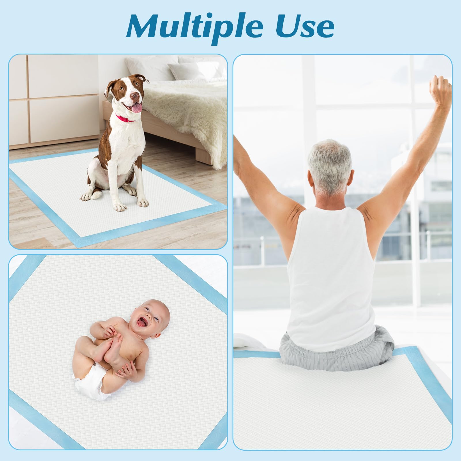50 Count 30” x 36” Super Absorbency Disposable Underpads, Leakproof Quick Drying