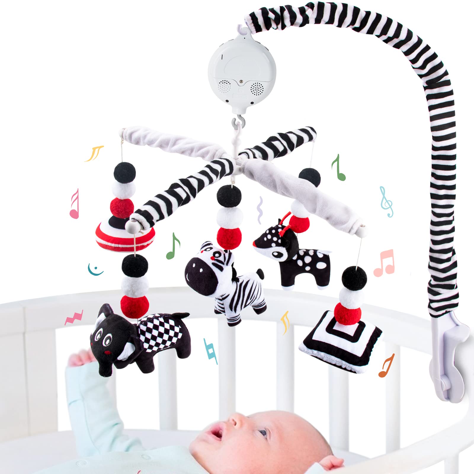 My First Baby Crib Mobile, Black and White Baby Mobile for Crib