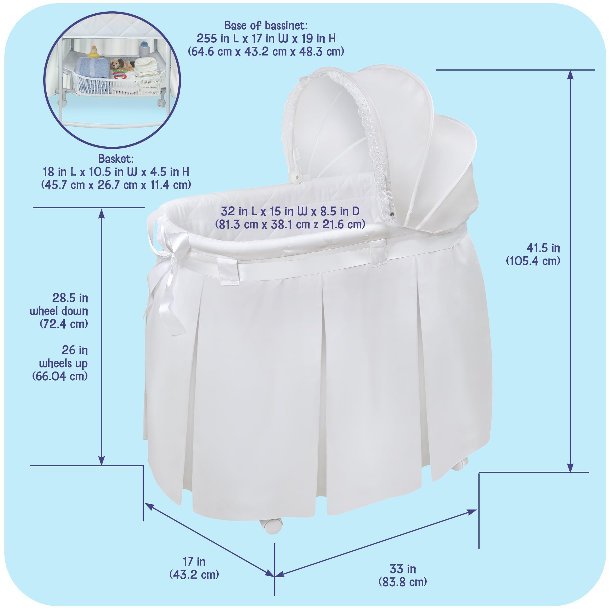 Rocking Baby Bassinet with Canopy and Storage