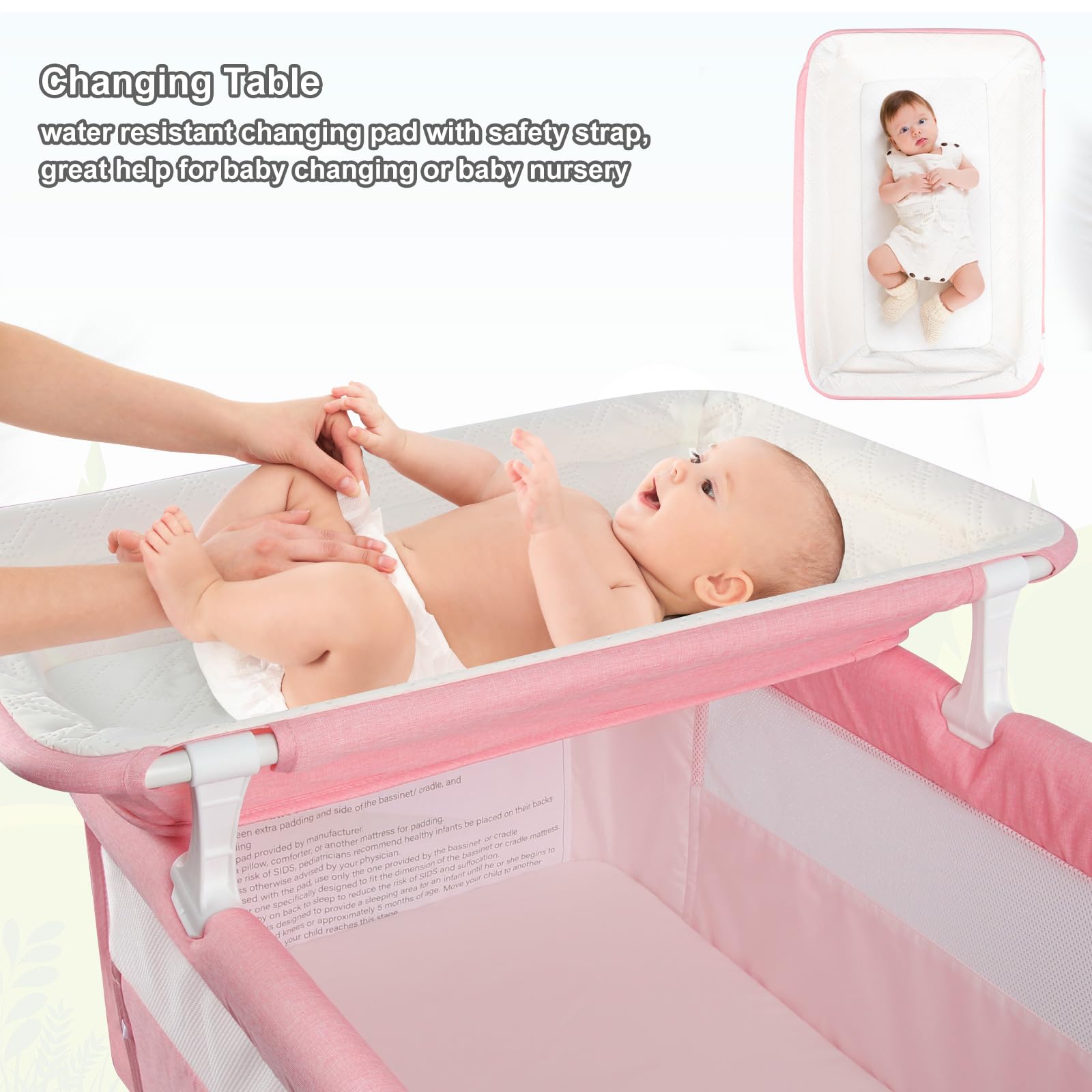 Baby Bassinet Bedside Sleeper with Diaper Changing Station