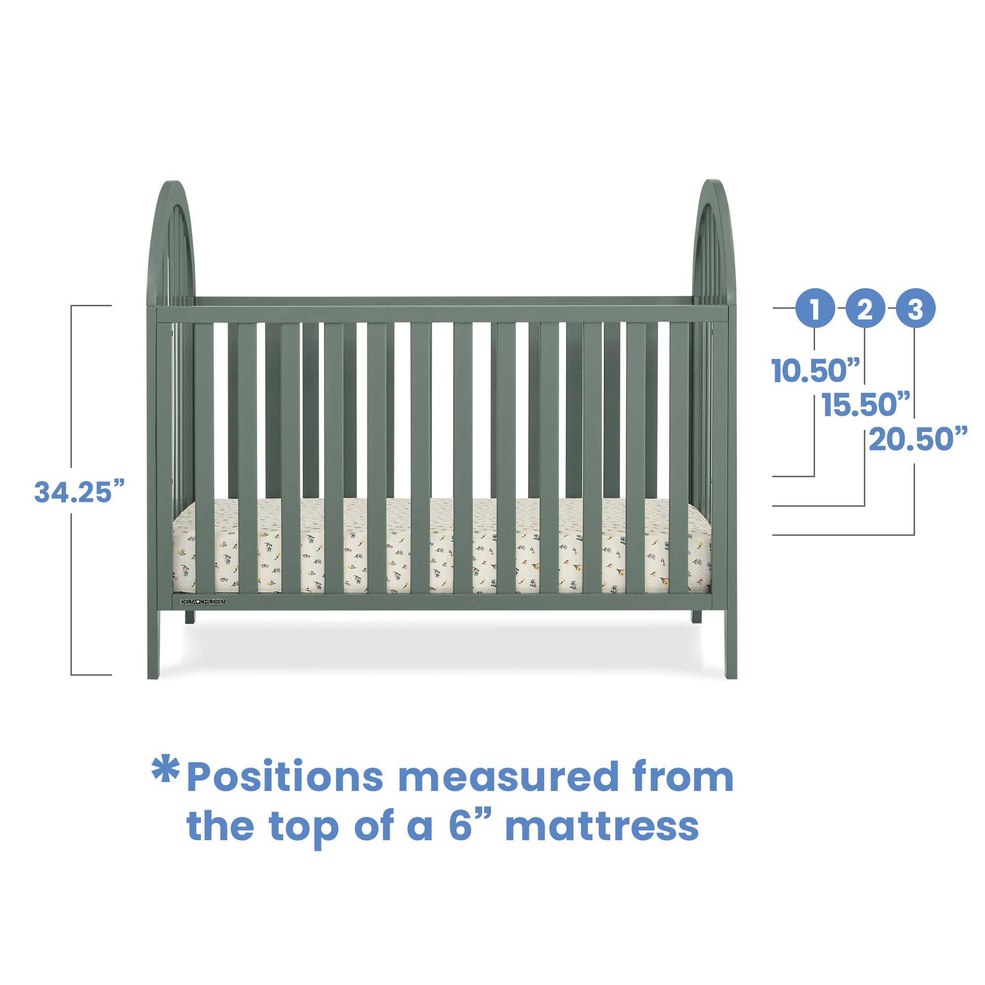 4-in-1 Convertible Crib with Adjustable Mattress Height