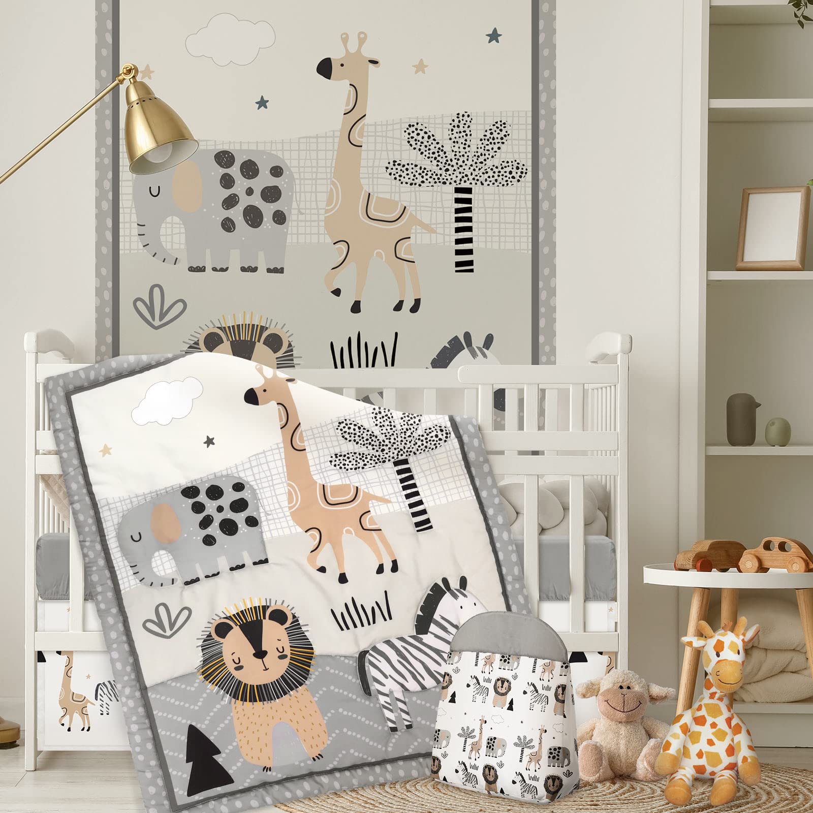 4 Piece Woodland Forest Animals Crib Bedding Set