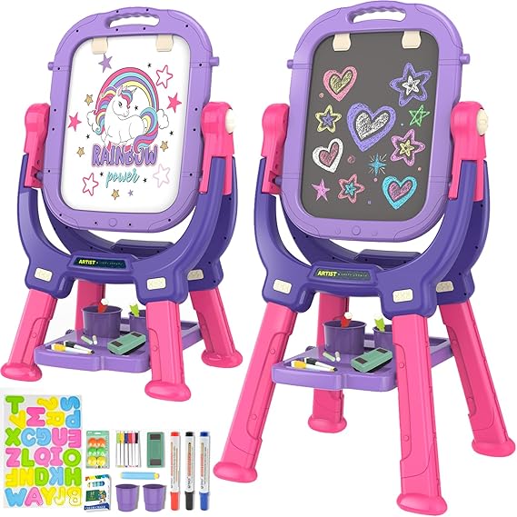 Rotatable Double Sided Adjustable Standing Art Easel with Drawing