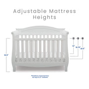 Delta Children Lancaster 4-in-1 Convertible Baby Crib, Bianca White