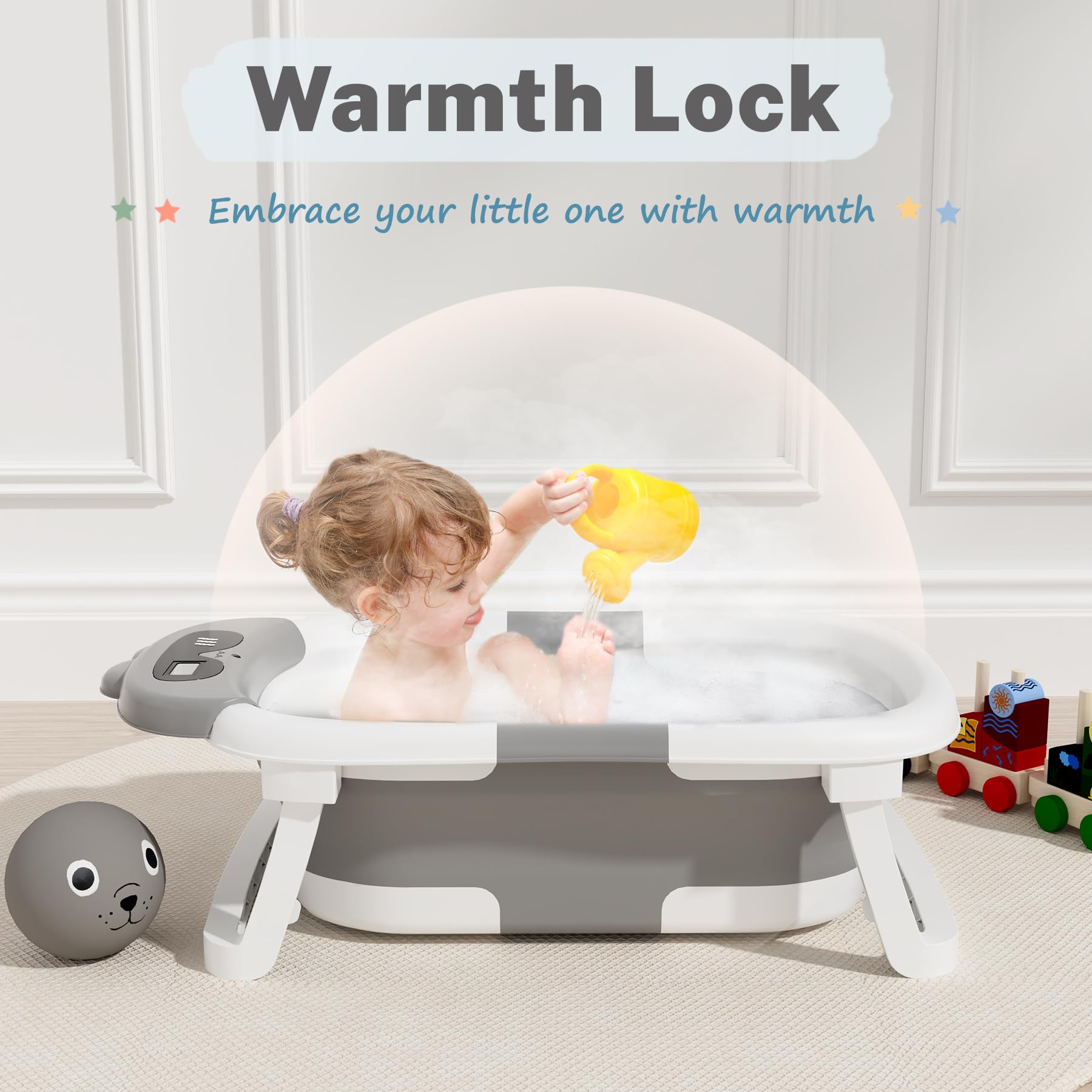 Collapsible Baby Bathtub with Thermometer