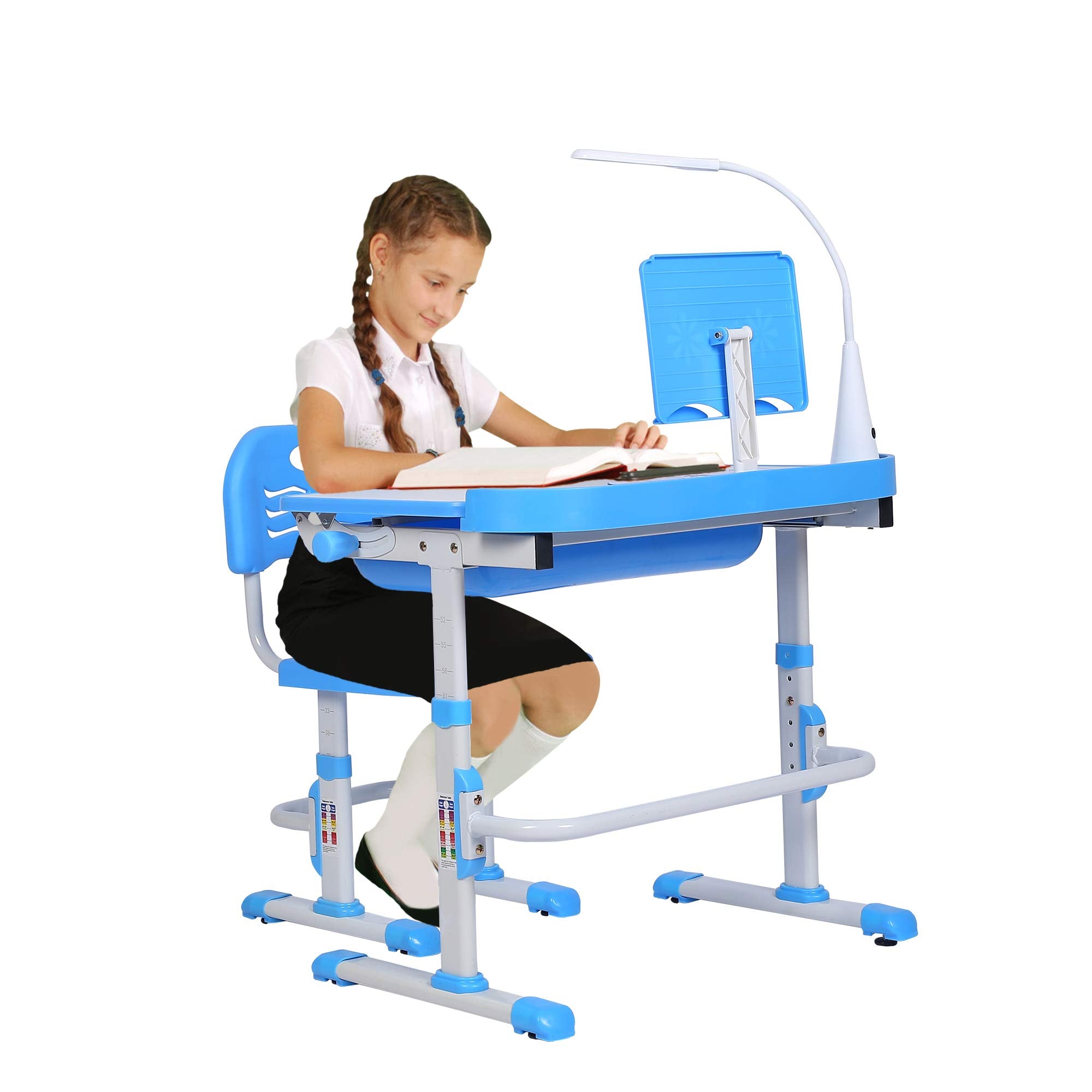 Kids Desk and Chair Set, Height Adjustable Child's School Study