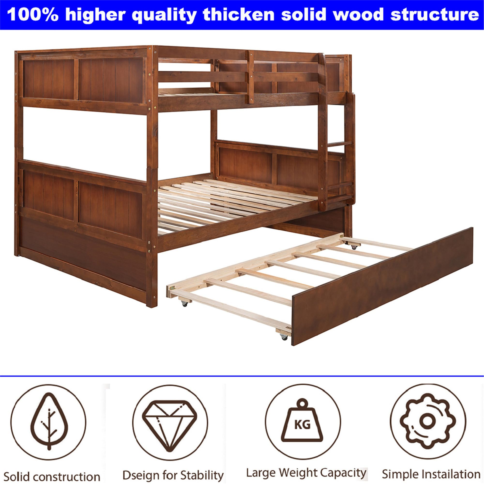 Full Over Full Bunk Bed with Trundle