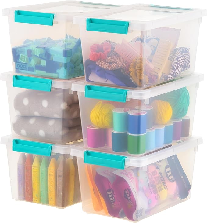 6 Qt. Plastic Storage Bins Containers with Lids, 4 Pack, Small Sensory Bin