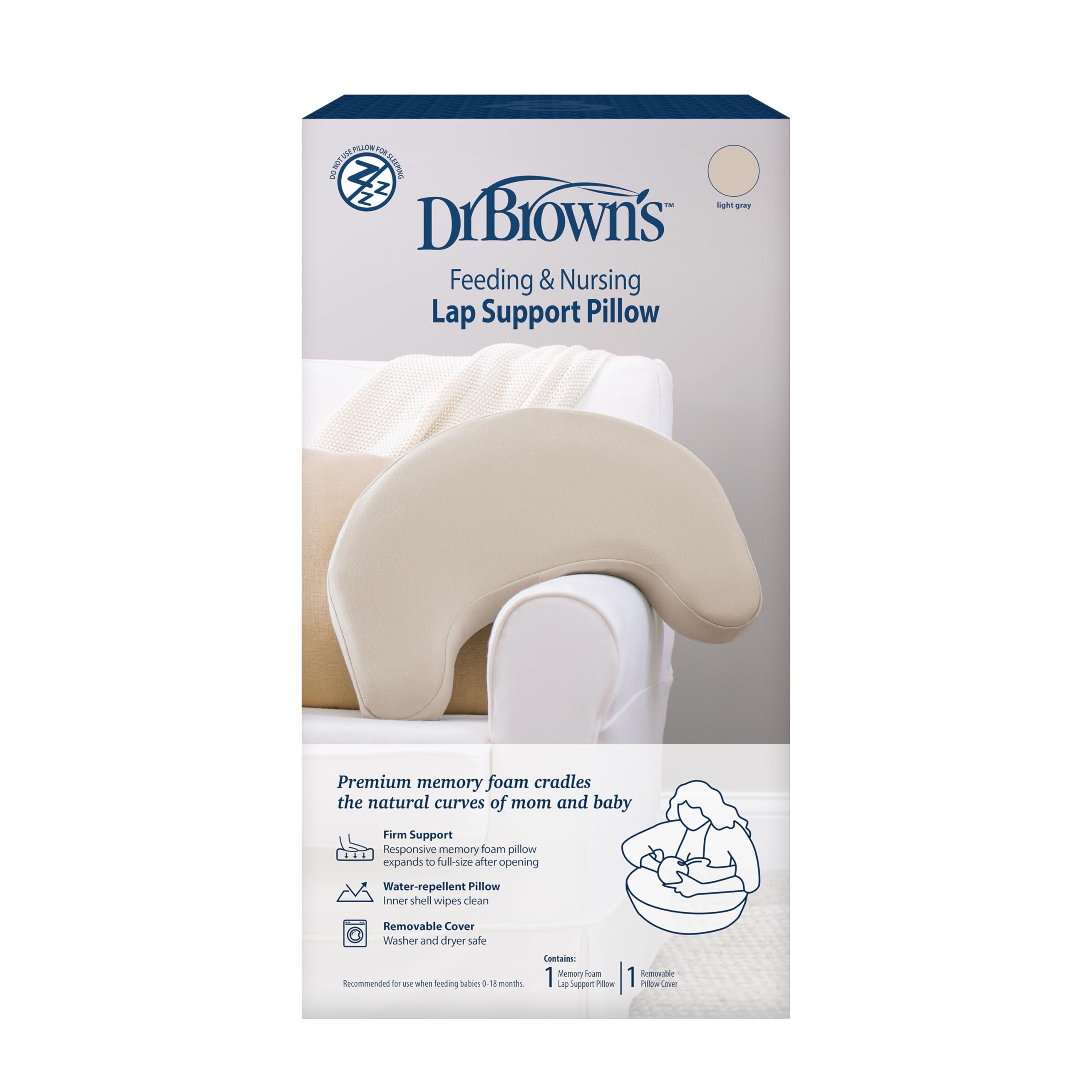 Feeding and Nursing Lap Support Pillow with Cover, Premium Memory Foam