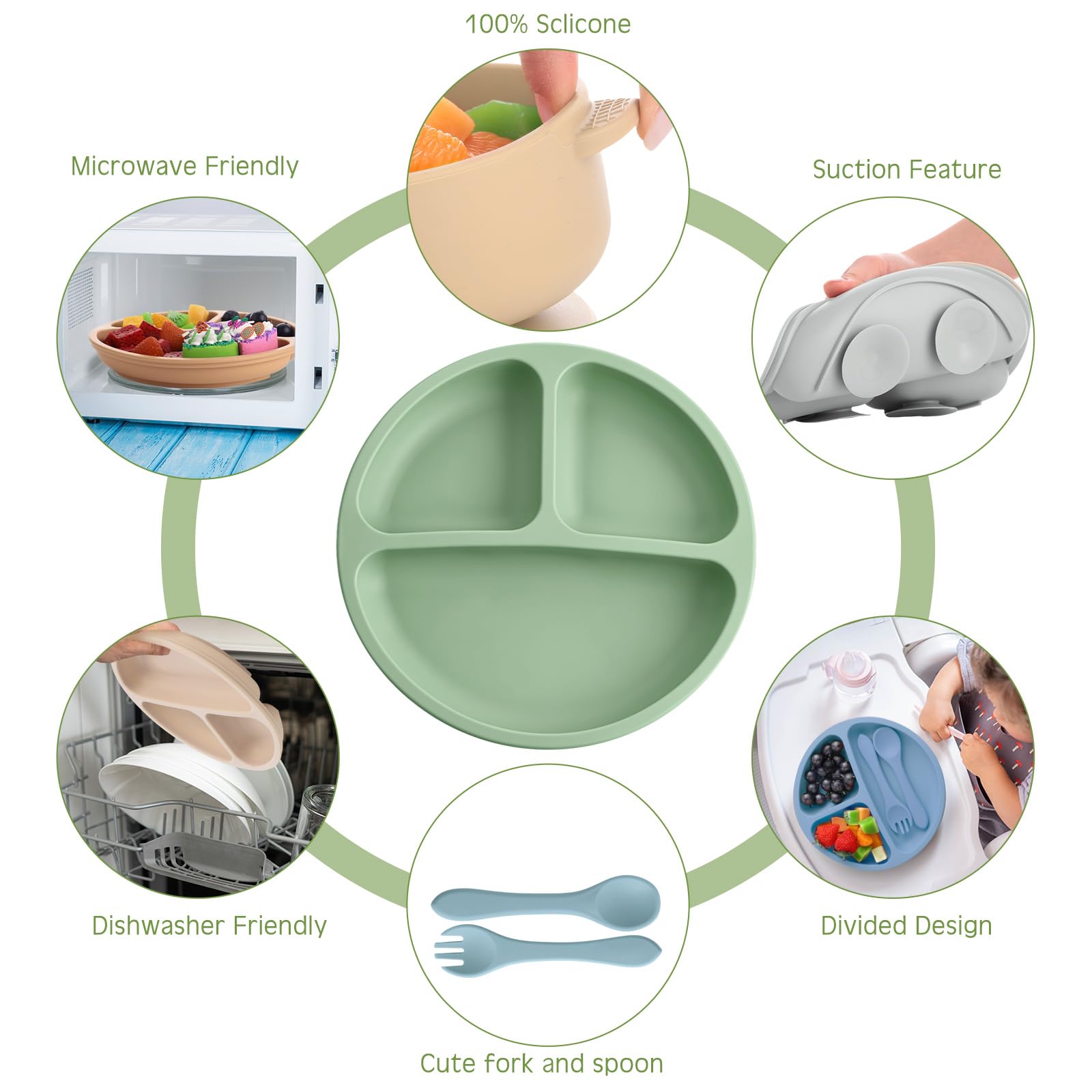 24 Pcs Silicone Baby Feeding Set,6 Baby Toddler Suction Bowls