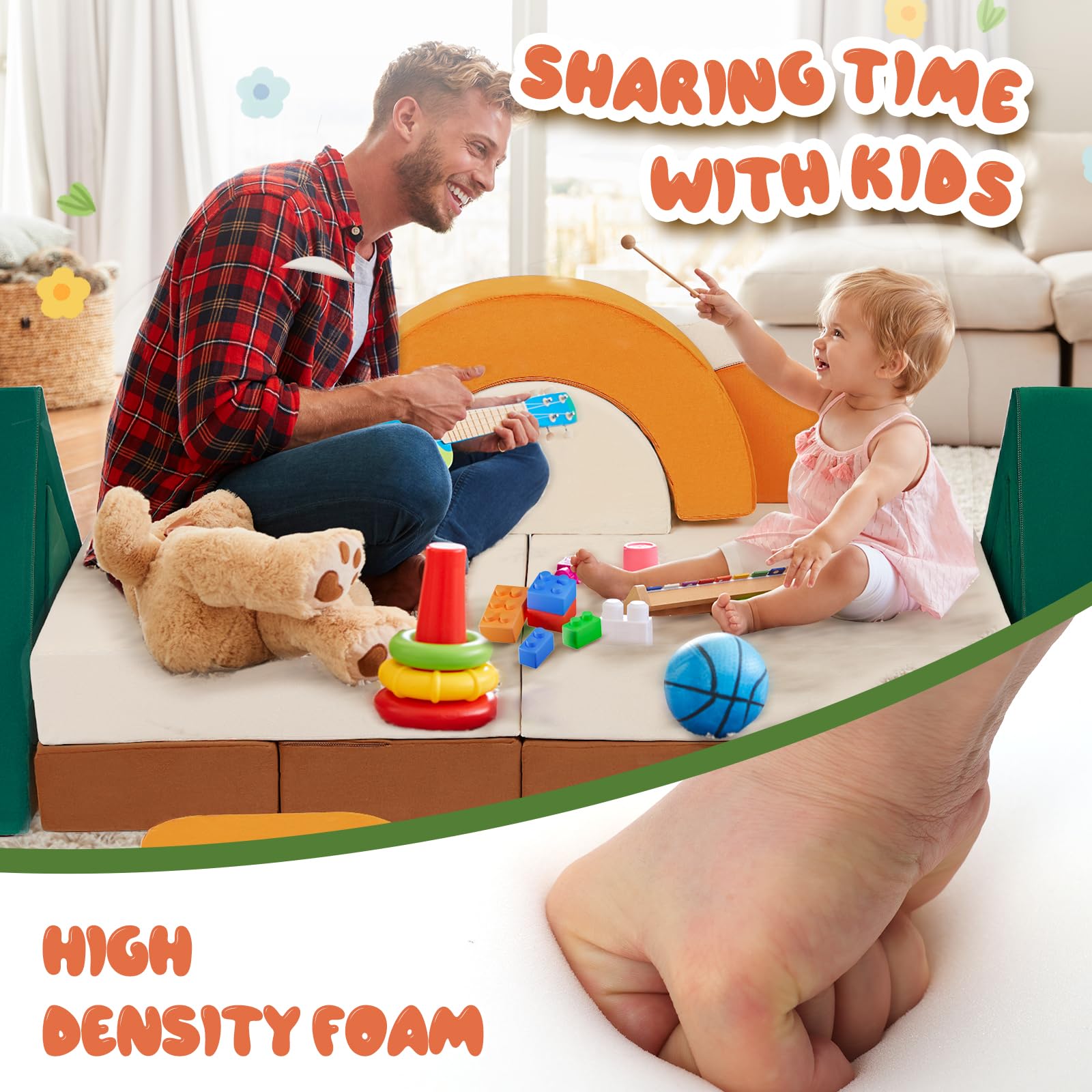 18-Piece Modular Kids Play Couch Jungle Theme