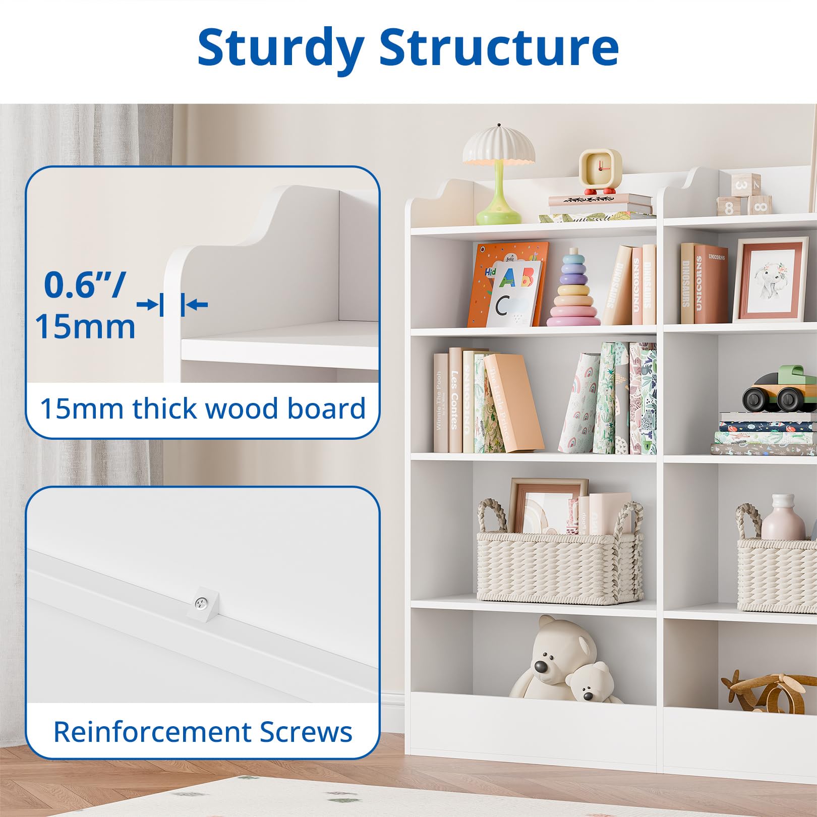 5-Tier Kids Bookshelf with 10 Cube Storage