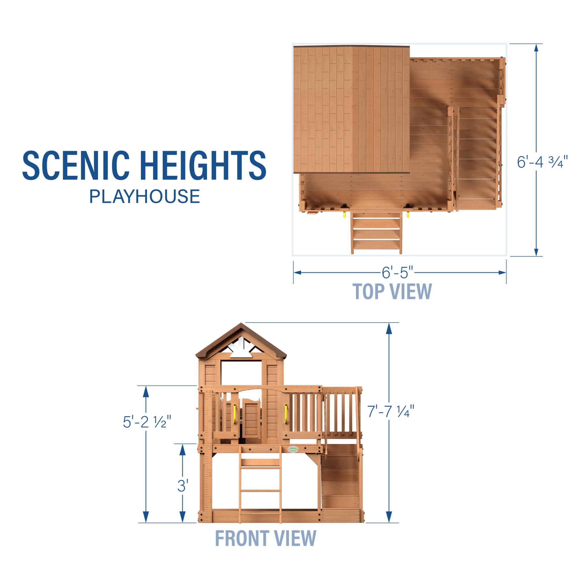 Elevated Cedar Wooden Playhouse with Kitchen and Deck