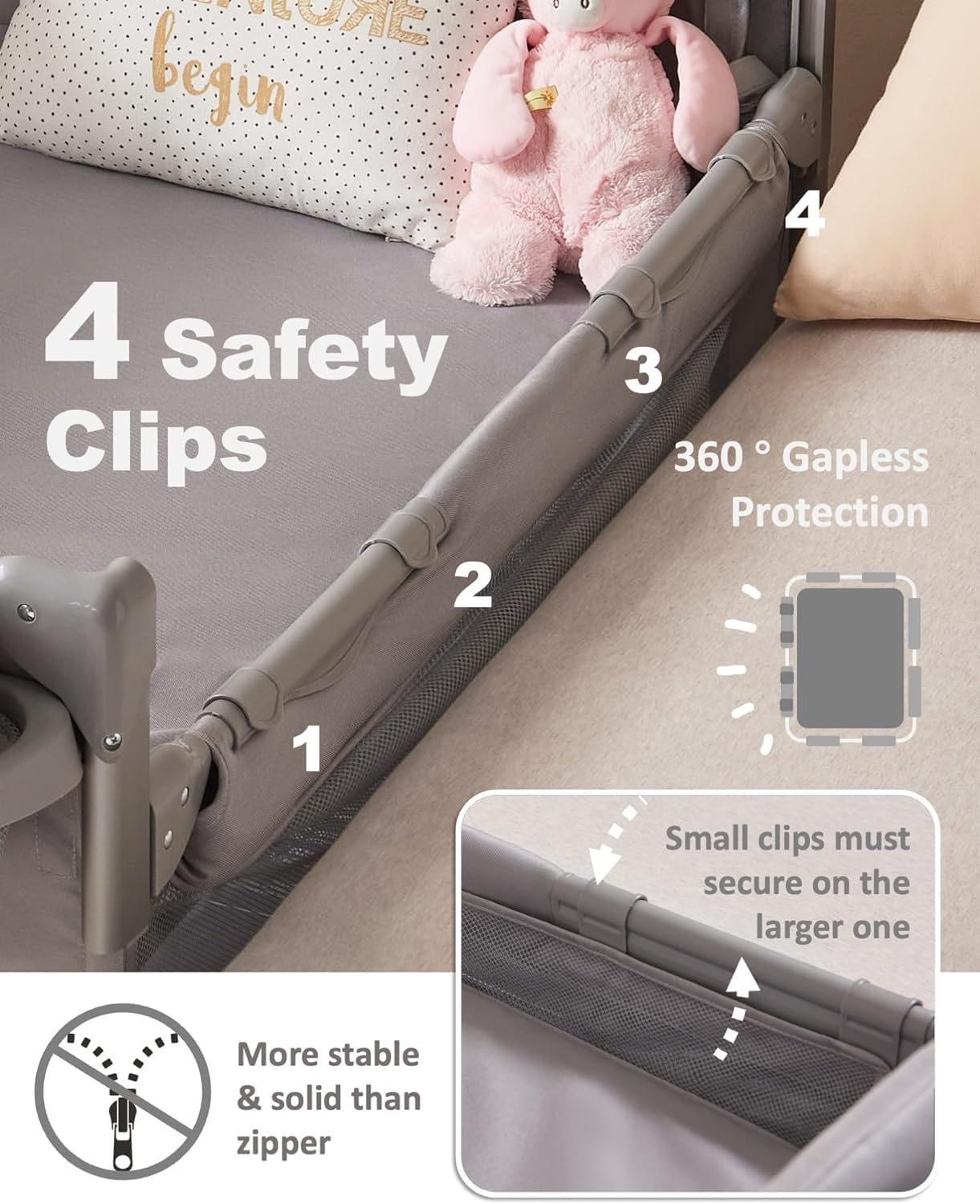 4-in-1 Baby Bassinet Bedside Sleeper with Changing Table