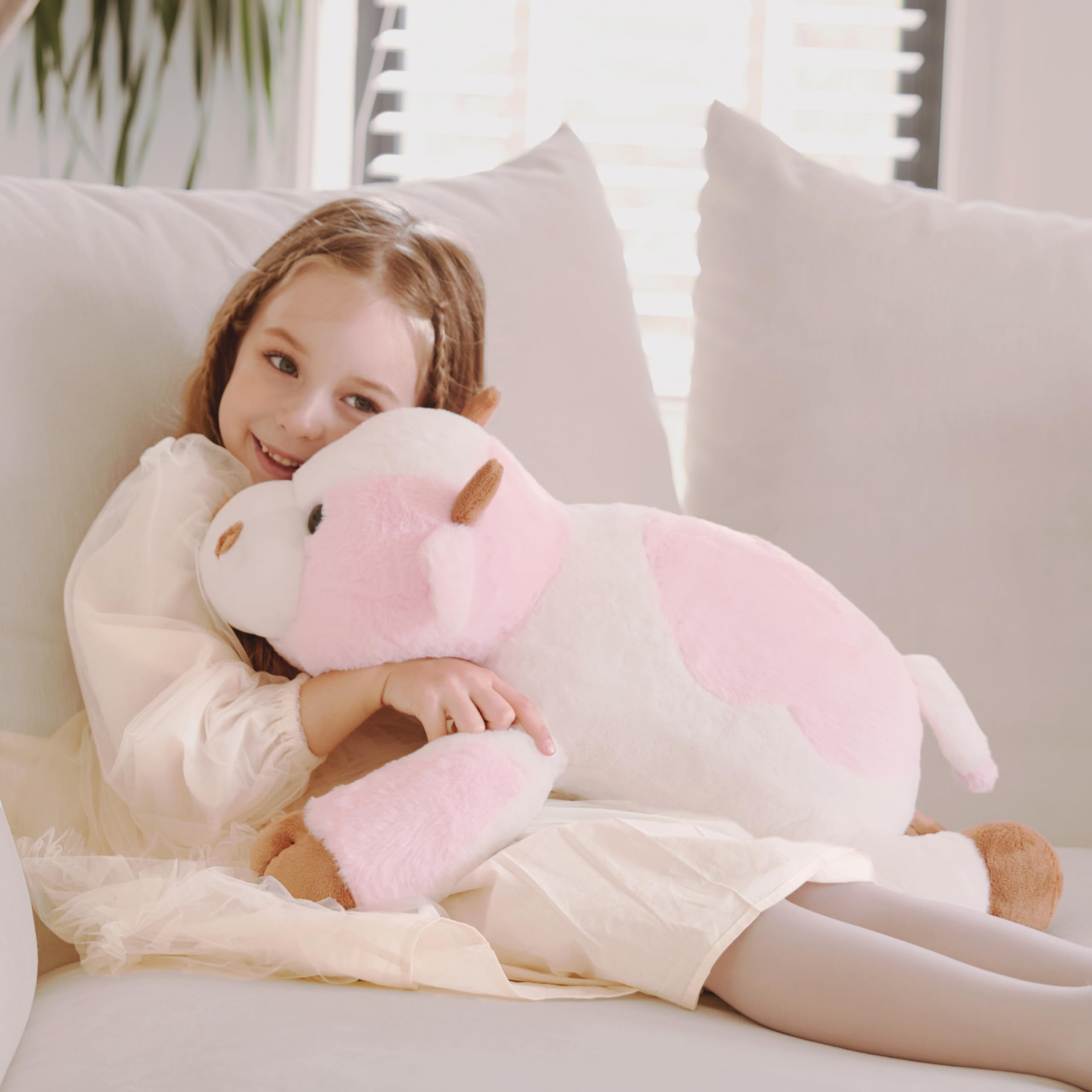 5 lbs Weighted Stuffed Animal Cow Plush Toy,26 inches Giant Large Big Jumbo Soft Toys