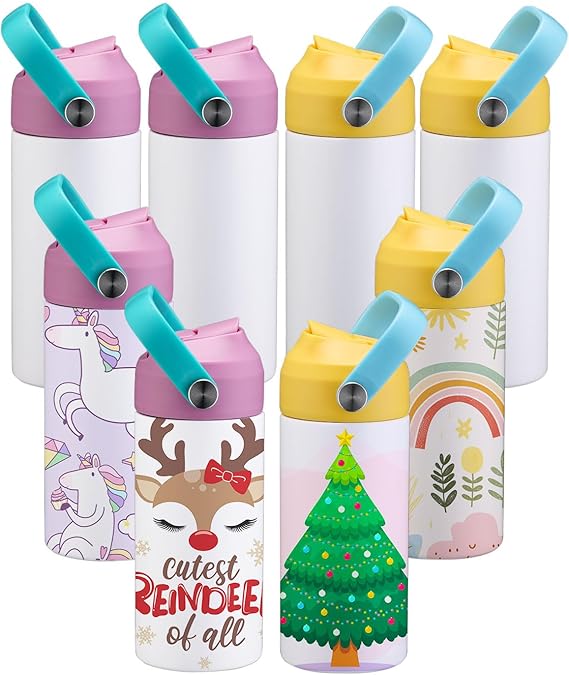Kids Sublimation Tumbler, 8 Pack Stainless Steel Sippy Cup Blank