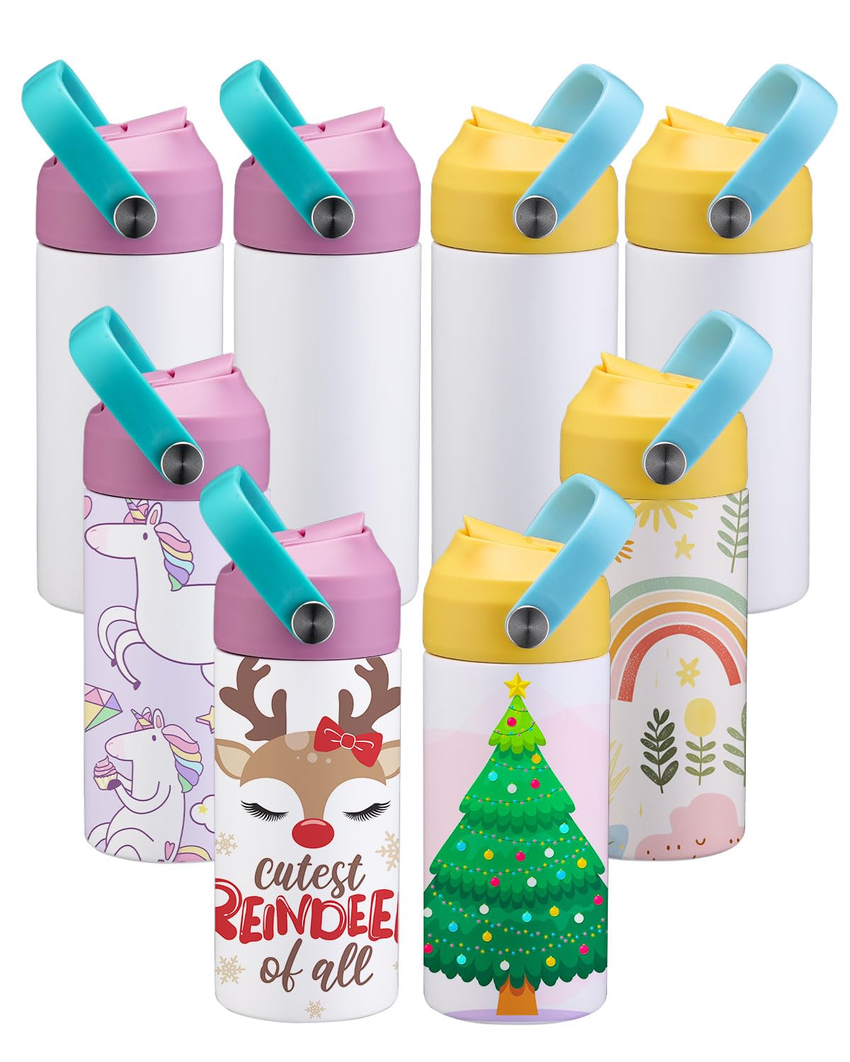 Kids Sublimation Tumbler, 8 Pack Stainless Steel Sippy Cup Blank
