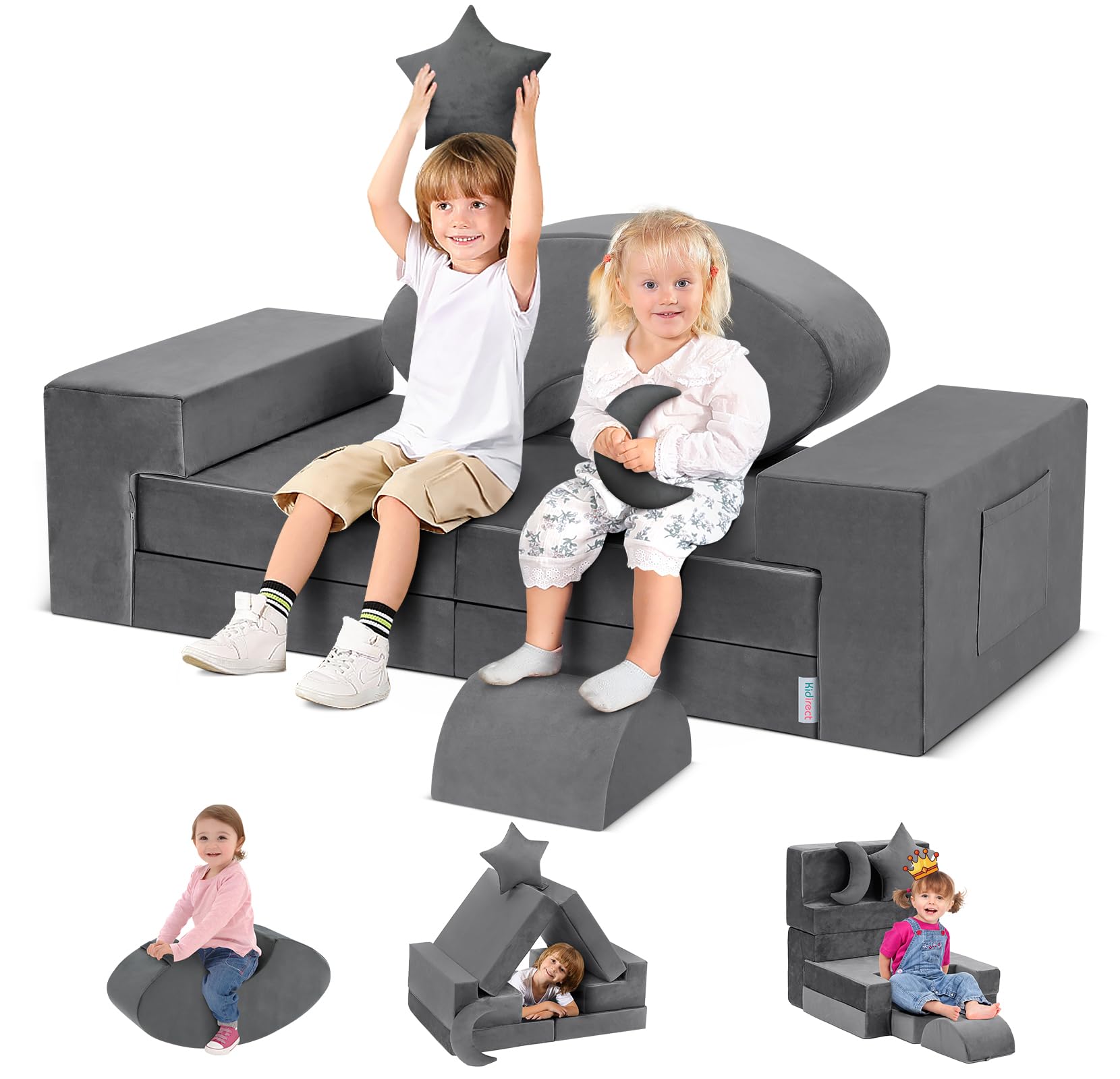 Modular Kids Play Couch, K12 PRO 400+DIY Creative Foam Couch for Playroom