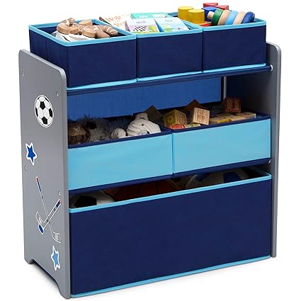 Design and Store 6 Bin Toy Organizer, White/Pink