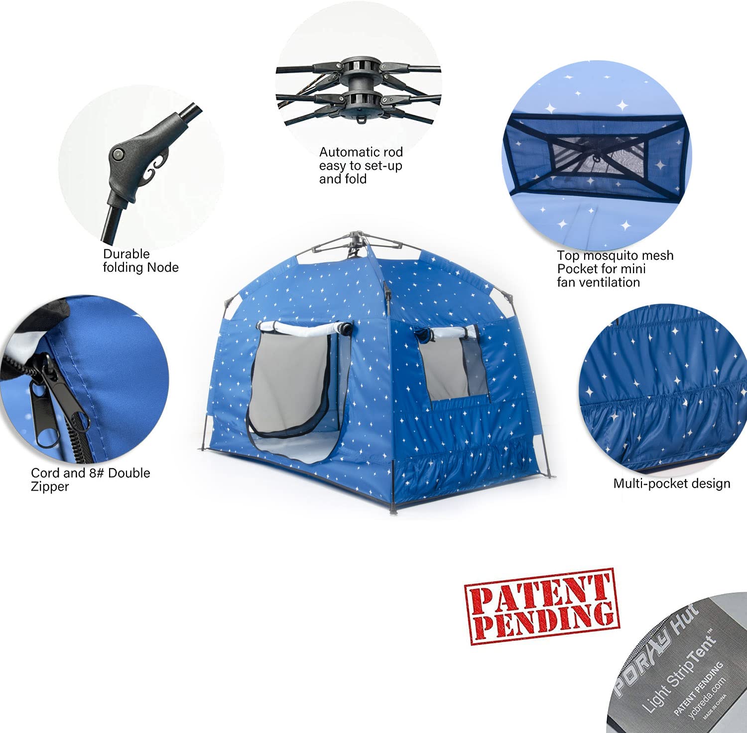 Portable Kids Play Tent with LED Lights