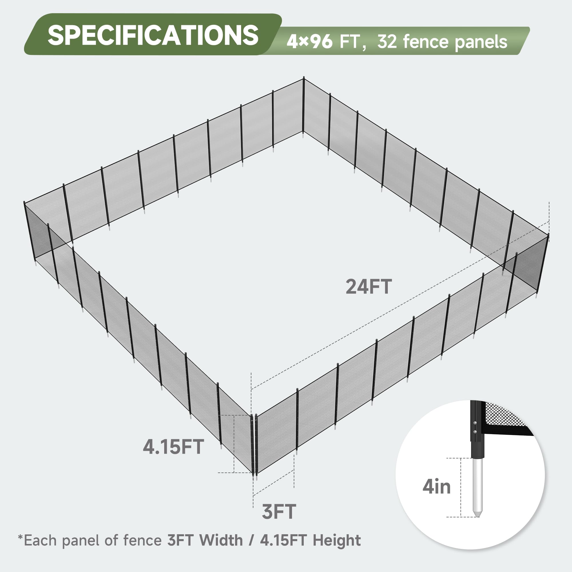Pool Safety Fence with Stainless Steel Posts