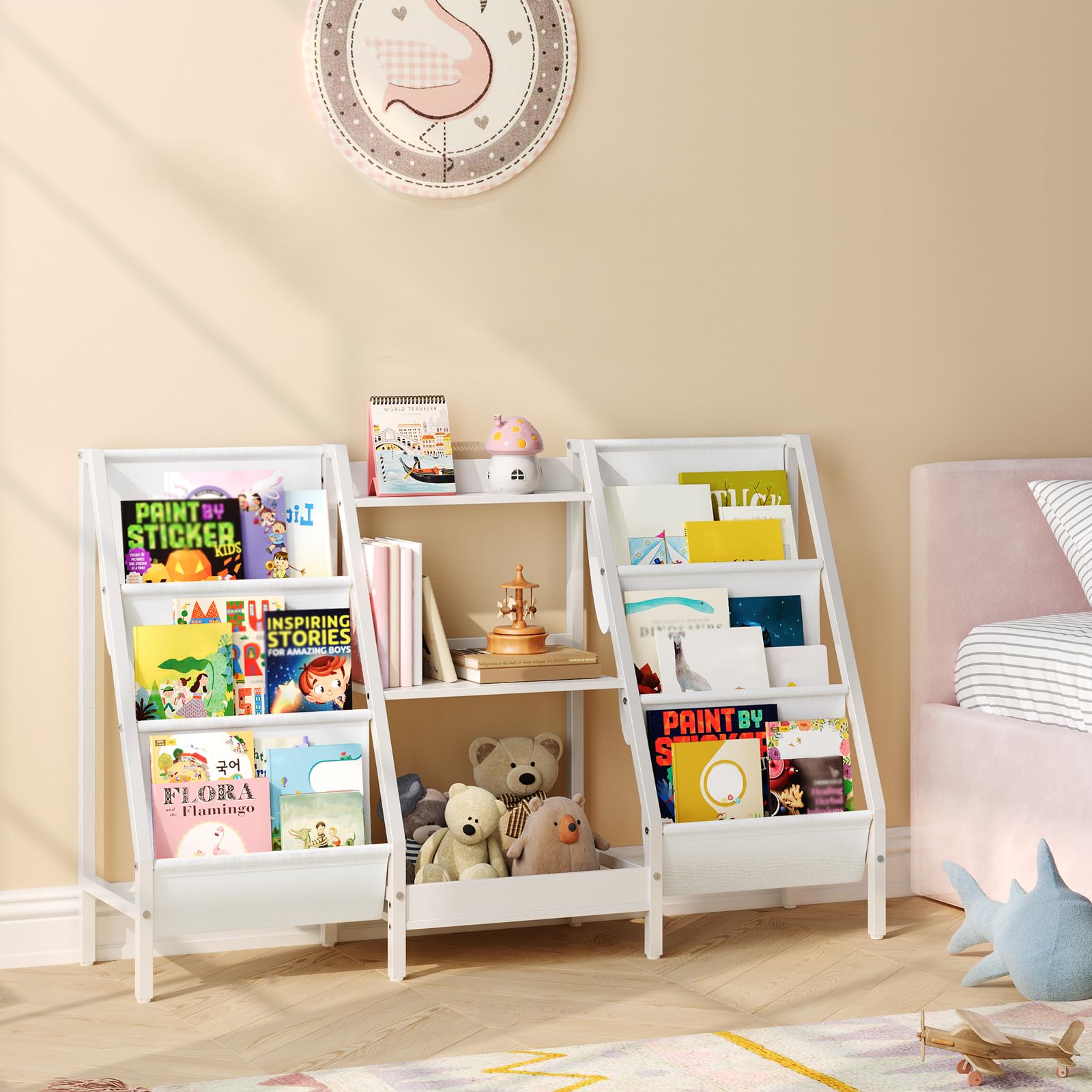 Kids Bookshelf and Toy Organizer, 3-Tier Bookshelf for Kids