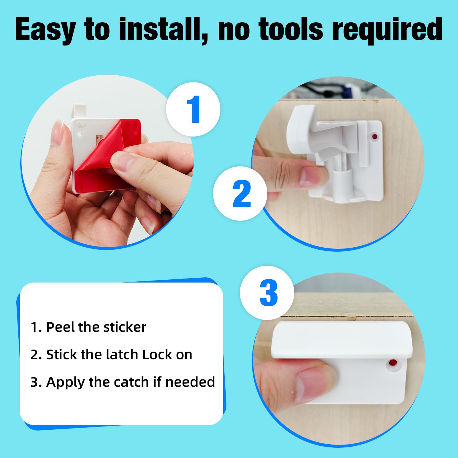 TOWODE Cabinet Locks Baby Proofing Cabinets Locks Child Safety Baby Proof Drawer Locks No Drilling or Extra Screws Works with Most Cabinets, Drawers and Countertop Overhangs(10 Pack)