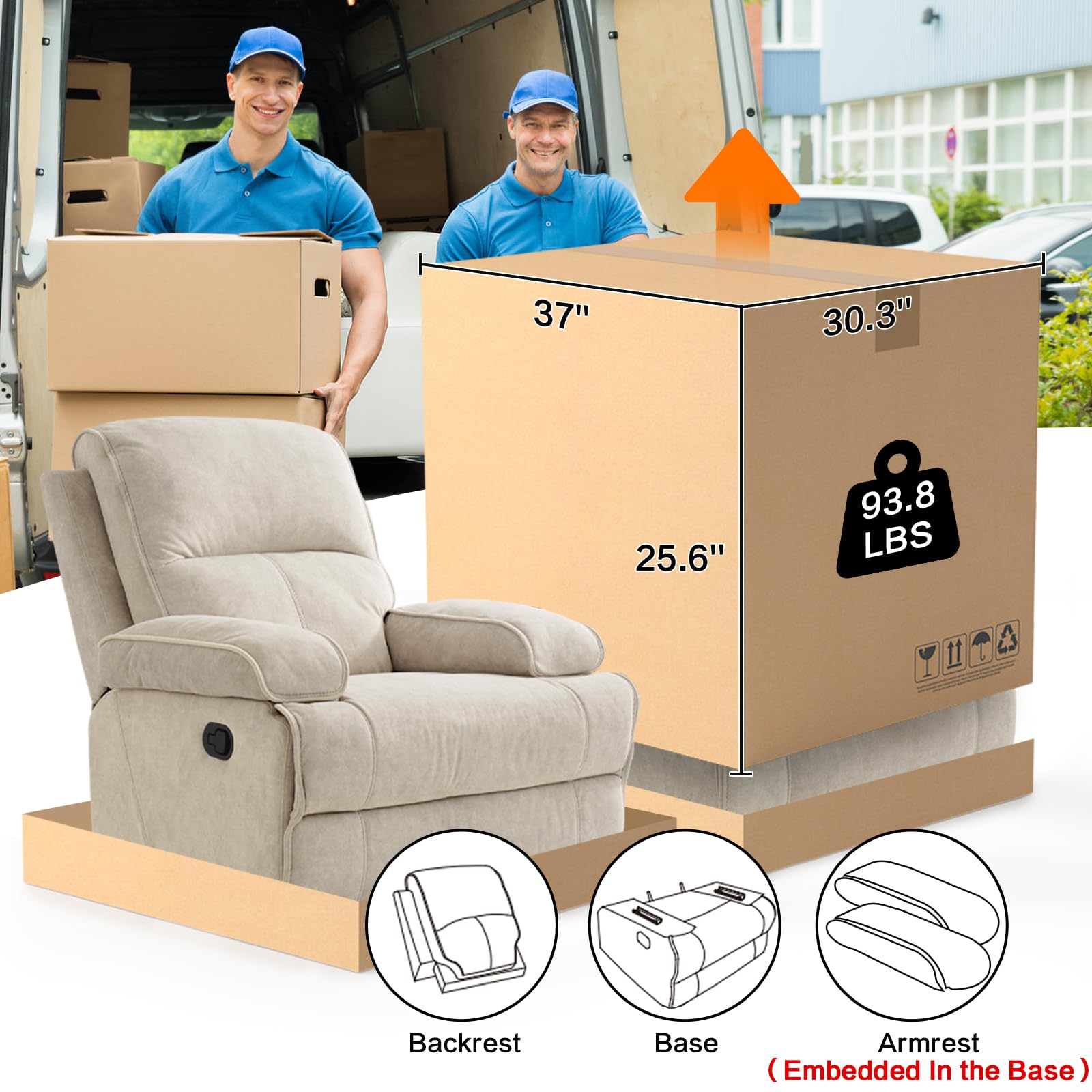Upholstered Recliner Glider Chair with High Back