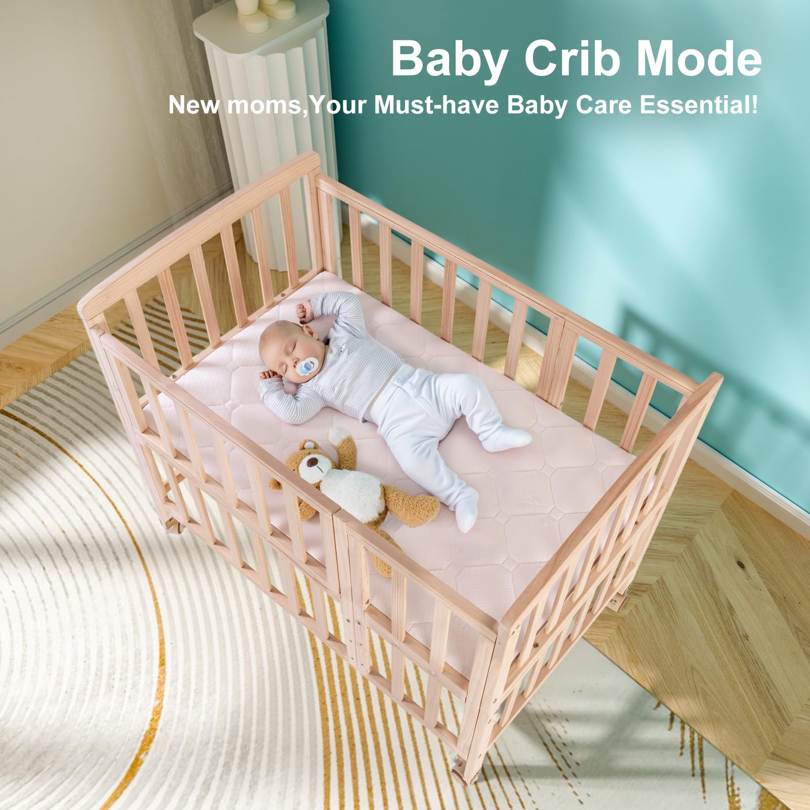Portable Mini Baby Crib with Mattress