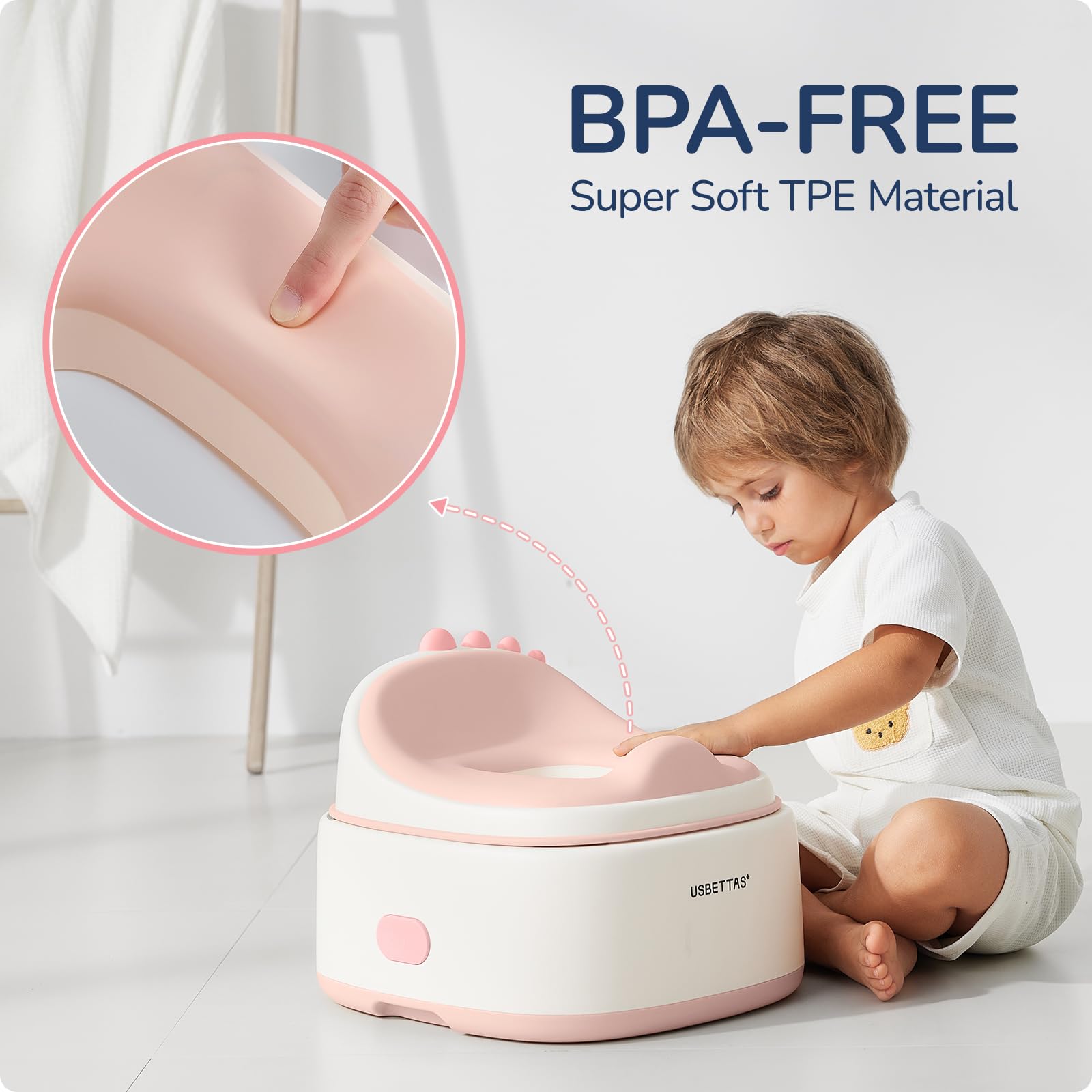 usbettas 3 in 1 Potty Training Toilet, Dinosaur Toddler Potty Training Seat for Boys Girls with Comfortable Cushion, Easy-to-Clean and Anti-Slip Potty Training Step Stool for Toilet (Pink)