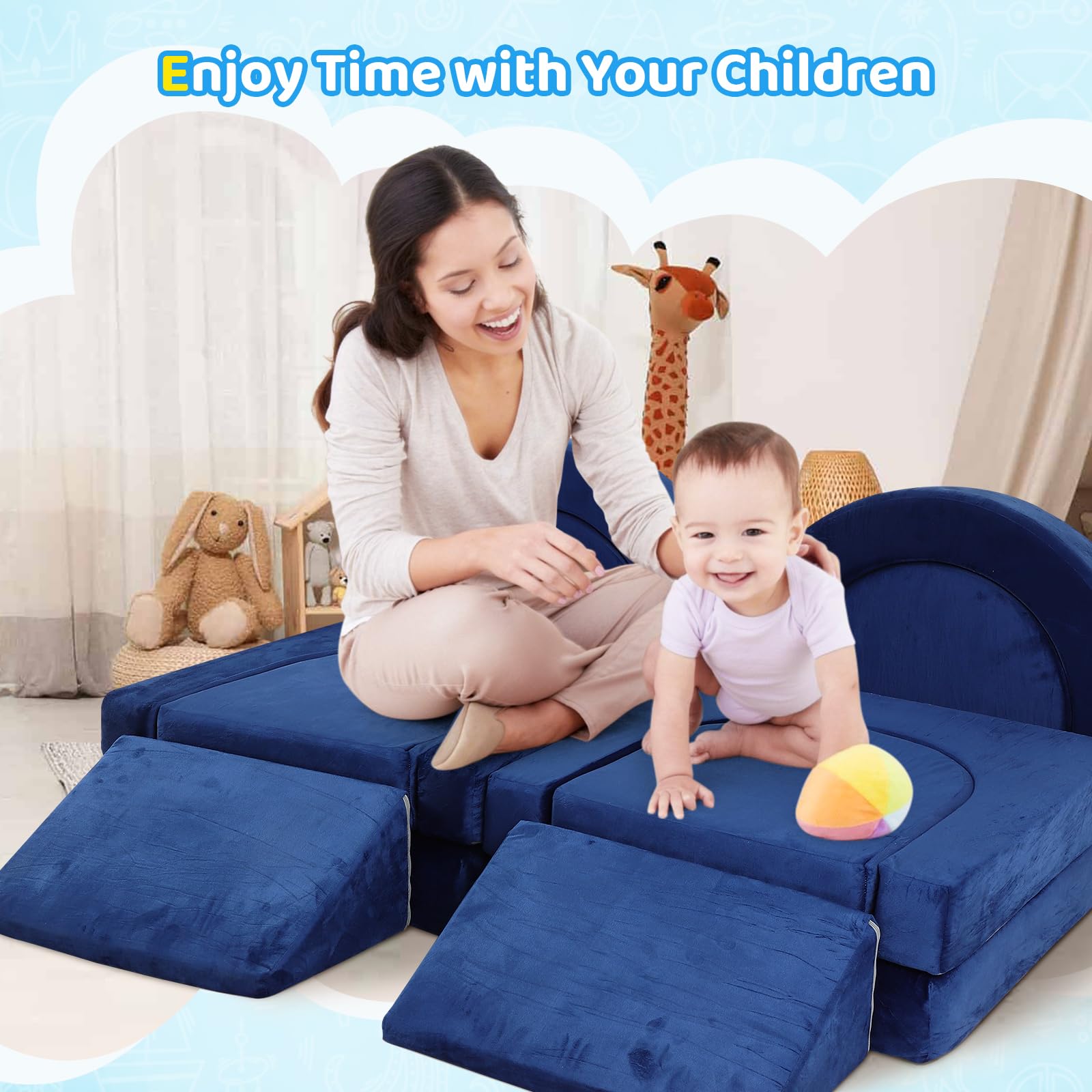Modular Toddler Play Couch - 12 Piece Foam Building Block Set