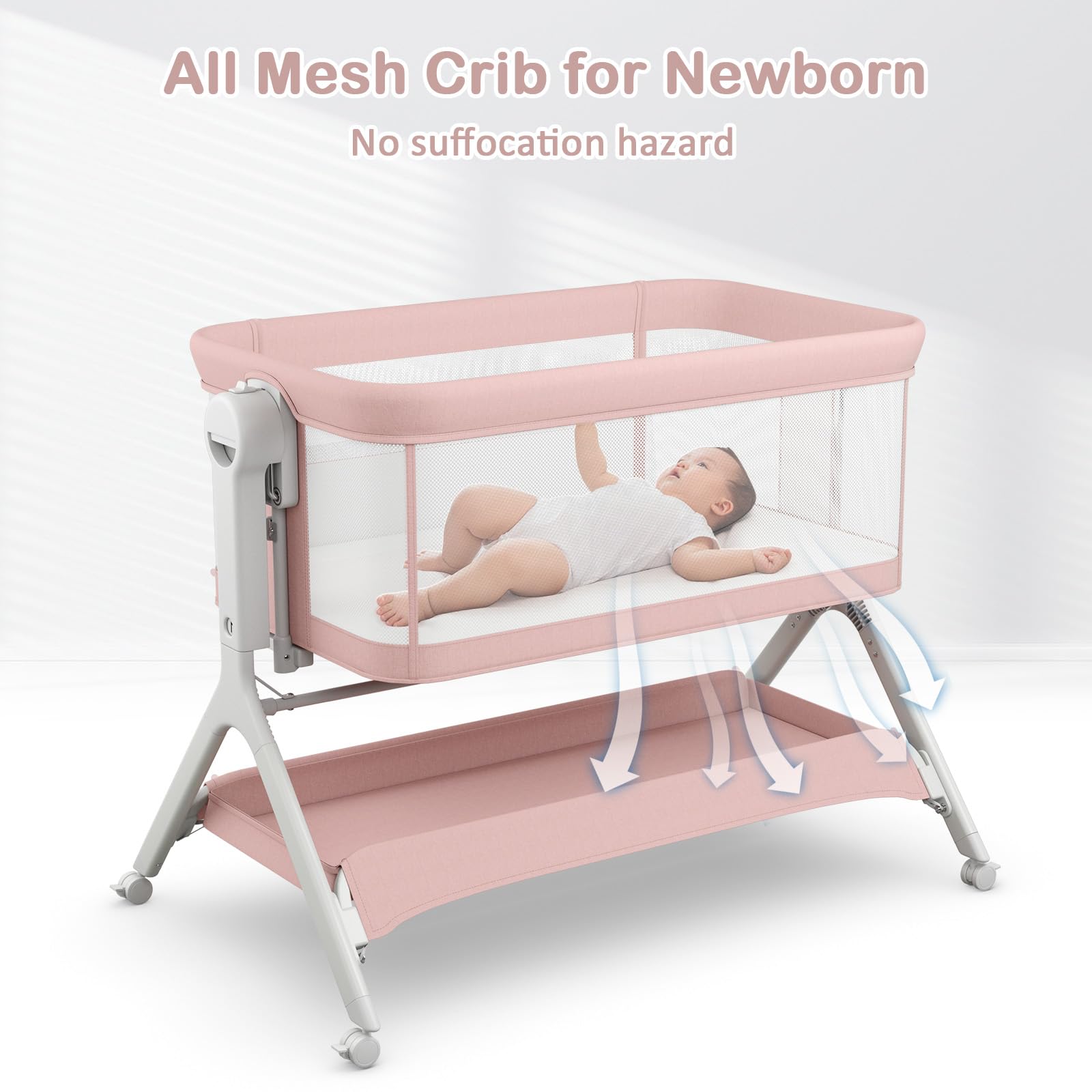 5-in-1 Convertible Baby Bassinet with Wheels and Storage