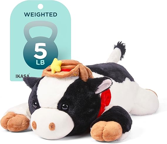 5 lbs Weighted Stuffed Animal Cow Plush Toy,26 inches Giant Large Big Jumbo Soft Toys
