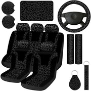 13 Pcs Leopard Print Car Accessories Set, Includes Seat Covers Set Leopard Steering