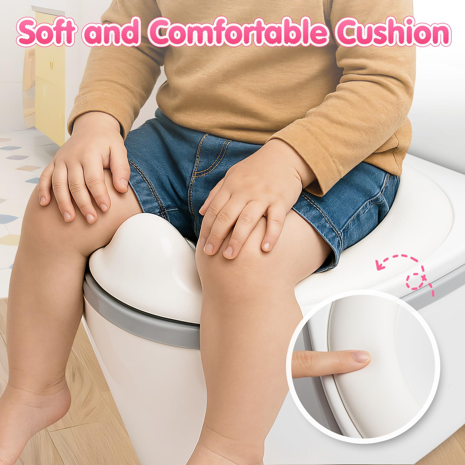TOSGN 3-in-1 Toddler Potty Training Toilet, for Ages 6 Months+, Realistic Potty Training Seat with Flushing Sound, Wipes Storage, Toilet Paper Holder