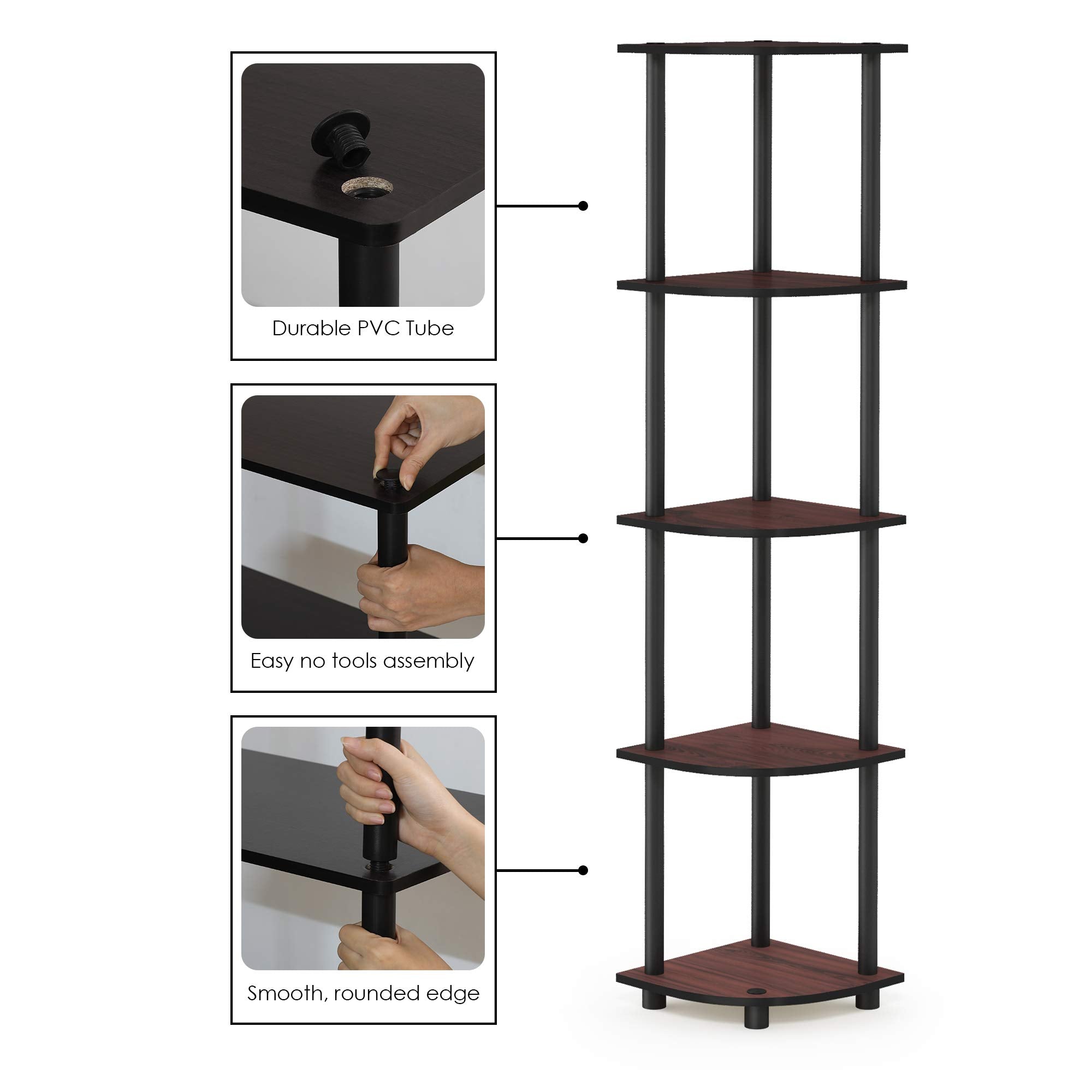 5-Tier Corner Display Shelf Dark Cherry Black