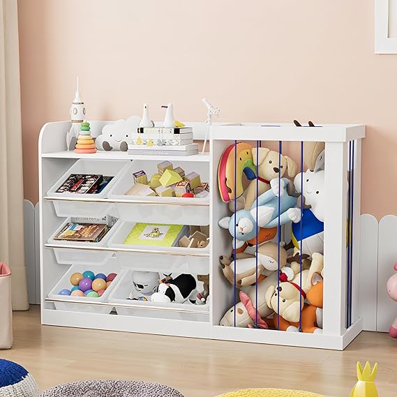Kids Toy Storage Organizer with 6 Removable Plastic Bins Toddler Montessori Bookshelf